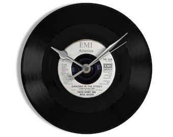 David Bowie and Mick Jagger "Dancing In the Street" 7" Vinyl Record Wall Clock UK NUMBER ONE 1 Sep - 28 Sep 1985