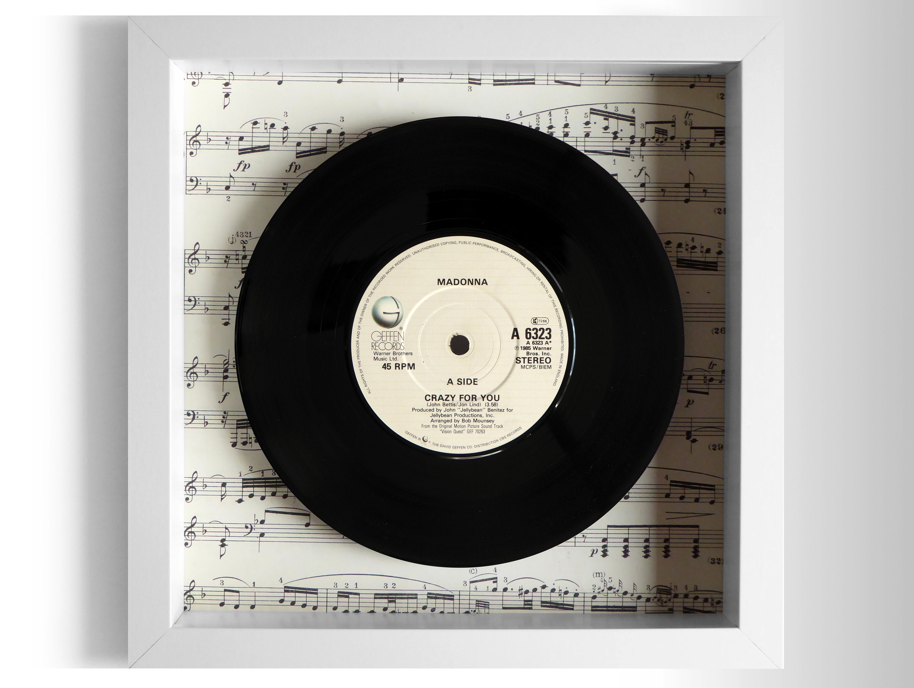 Madonna Crazy For You Framed 7 Vinyl Record Madonna Crazy For You Framed 7 Vinyl Record