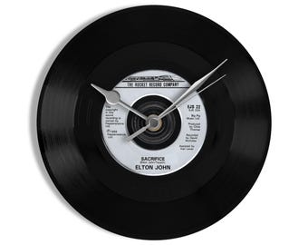 Elton John "Sacrifice" 7" Vinyl Record Wall Clock UK NUMBER ONE 17 Jun - 21 Jul 1990