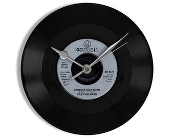 Cliff Richard "Congratulations" 7" Vinyl Record Wall Clock UK NUMBER ONE 10 Apr - 23 Apr 1968