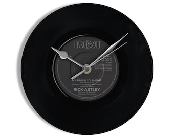 Rick Astley "Hold Me In Your Arms" 7" Vinyl Record Wall Clock