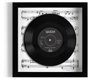 Queen "Bohemian Rhapsody" Framed 7" Vinyl Record UK NUMBER ONE 23 Nov 1975 - 24 Jan 1976