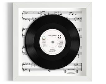 John Lennon "Woman" Framed 7" Vinyl Record UK NUMBER ONE 1 Feb - 14 Feb 1981