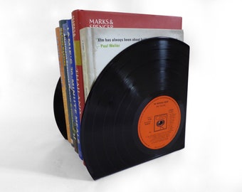 Trimmed Bookends made from Vinyl Records