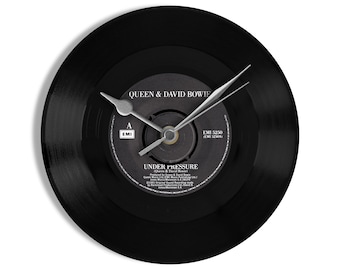 Queen & David Bowie "Under Pressure" 7" Vinyl Record Wall Clock UK NUMBER ONE 15 Nov - 28 Nov 1981