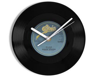 Shakin' Stevens "Oh Julie" 7" Vinyl Record Wall Clock UK NUMBER ONE 24 Jan - 30 Jan 1982