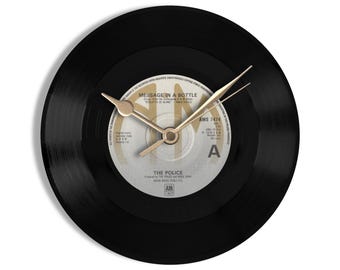 The Police "Message In A Bottle" 7" Vinyl Record Wall Clock UK NUMBER ONE 23 Sep - 13 Oct 1979