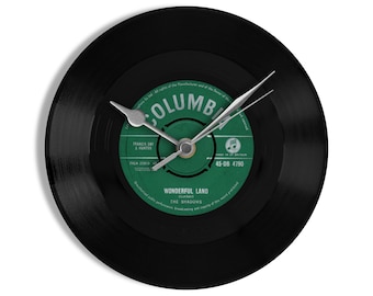 The Shadows "Wonderful Land" 7" Vinyl Record Wall Clock UK NUMBER ONE 22 Mar - 16 May 1962