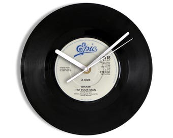 Wham! "I'm Your Man" 7" Vinyl Record Wall Clock UK NUMBER ONE 24 Nov - 7 Dec 1985