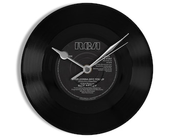 Rick Astley "Never Gonna Give You Up" 7" Vinyl Record Wall Clock UK NUMBER ONE 23 Aug - 26 Sep 1987
