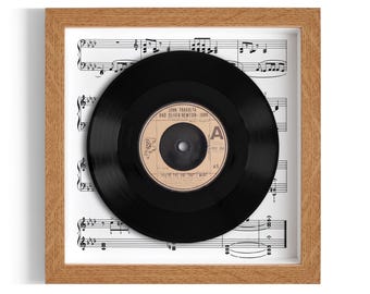John Travolta & Olivia Newton-John "You're The One That I Want" Framed 7" Vinyl Record UK NUMBER ONE 11 Jun - 12 Aug 1978