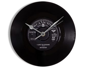 Jim Reeves "I Love You Because" 7" Vinyl Record Wall Clock