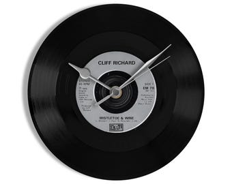 Cliff Richard "Mistletoe And Wine" 7" Vinyl Record Wall Clock UK NUMBER ONE 4 Dec - 31 Dec 1988