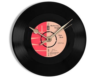 Kate Bush "Wuthering Heights" 7" Vinyl Record Wall Clock UK NUMBER ONE 5 Mar - 1 Apr 1978
