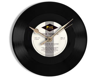 Kylie Minogue "I Should Be So Lucky" 7" Vinyl Record Wall Clock UK NUMBER ONE 14 Feb - 19 Mar 1988