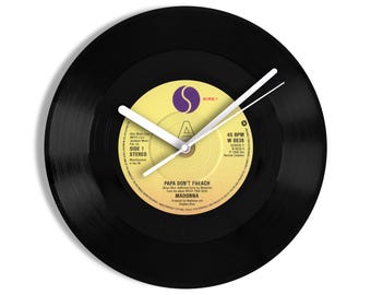 Madonna "Papa Don't Preach" 7" Vinyl Record Wall Clock UK NUMBER ONE 6 Jul - 26 Jul 1986