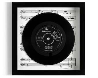 The Beatles "She Loves You" Framed 7" Vinyl Record UK NUMBER ONE 12 Sep - 9 Oct 1963 & 28 Nov - 11 Dec 1963