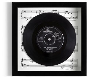 The Beatles "I Want To Hold Your Hand" Framed 7" Vinyl Record UK NUMBER ONE 12 Dec 1963 - 15 Jan 1964