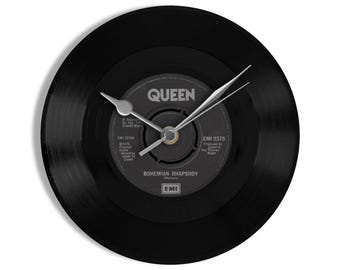 Queen "Bohemian Rhapsody" 7" Vinyl Record Wall Clock UK NUMBER ONE 23 Nov - 24 Jan 1976