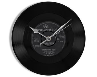 The Beatles "A Hard Day's Night" 7" Vinyl Record Wall Clock UK NUMBER ONE 23 Jul - 12 Aug 1964