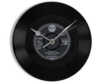 Elvis Presley "(Marie's the Name) His Latest Flame" 7" Vinyl Record Wall Clock UK NUMBER ONE 9 Nov - 6 Dec 1961
