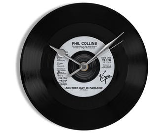 Phil Collins "Another Day In Paradise" 7" Vinyl Record Wall Clock
