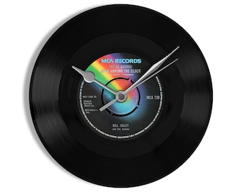 Bill Haley and His Comets "(We're Gonna) Rock Around The Clock" 7" Vinyl Record Wall Clock UK No. ONE 25 Nov - 15 Dec 1955 & 6 - 19 Jan 1956