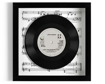 John Lennon "(Just Like) Starting Over" Framed 7" Vinyl Record UK NUMBER ONE 14 Dec - 20 Dec 1980