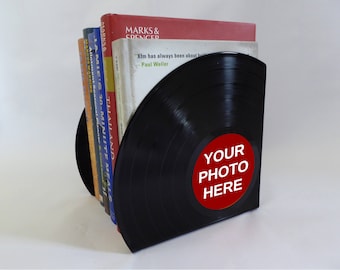 Personalised Trimmed Bookends made from Vinyl Records