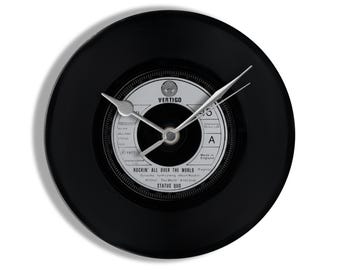 Status Quo "Rockin All Over The World" 7" Vinyl Record Wall Clock
