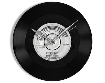 Bay City Rollers "Bye Bye Baby" 7" Vinyl Record Wall Clock UK NUMBER ONE 16 Mar - 26 Apr 1975