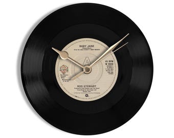 Rod Stewart "Baby Jane" 7" Vinyl Record Wall Clock UK NUMBER ONE 26 Jun - 16 Jul 1983