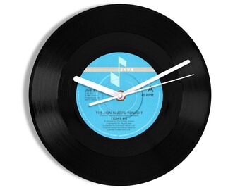 Tight Fit "The Lion Sleeps Tonight" 7" Vinyl Record Wall Clock UK NUMBER ONE 28 Feb - 20 Mar 1982