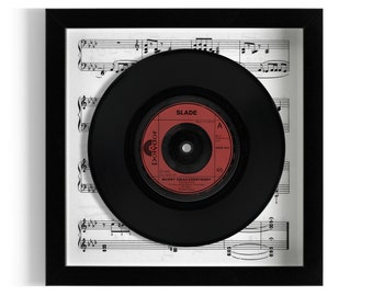 Slade "Merry Xmas Everybody" Framed 7" Vinyl Record UK NUMBER ONE 9 Dec 1973 - 12 Jan 1974