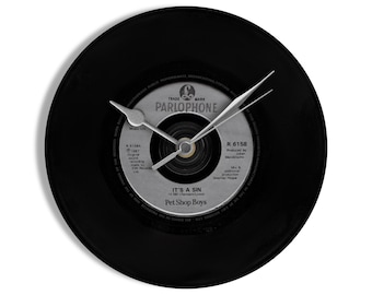 Pet Shop Boys "It's A Sin" 7" Vinyl Record Wall Clock UK NUMBER ONE 28 Jun - 18 Jul 1987