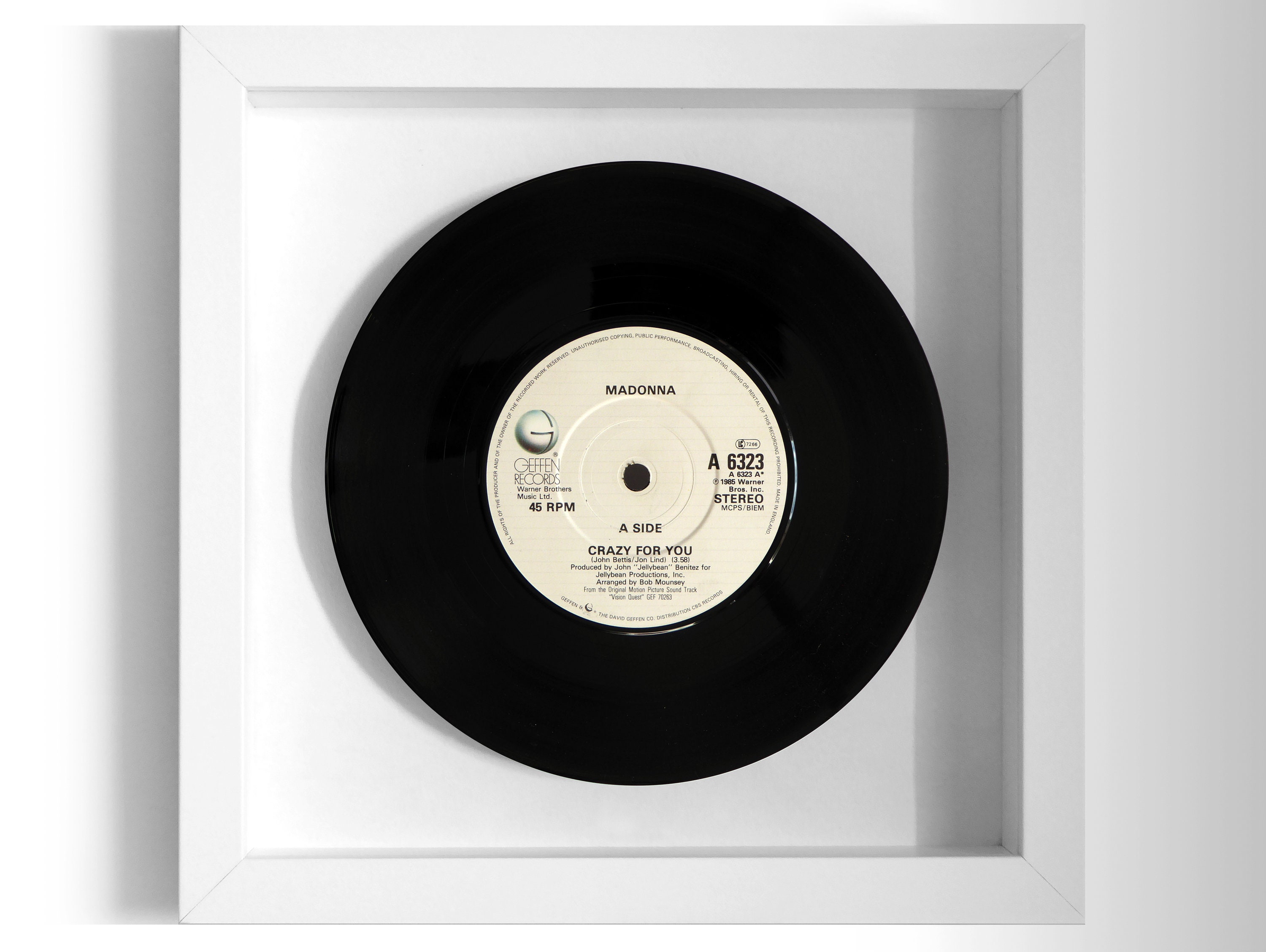 Madonna Crazy For You Framed 7 Vinyl Record