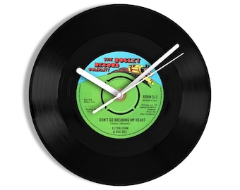 Elton John & Kiki Dee "Don't Go Breaking My Heart" 7" Vinyl Record Wall Clock UK NUMBER ONE 18 Jul - 28 Aug 1976
