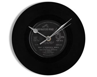 Louis Armstrong "What a Wonderful World" 7" Vinyl Record Wall Clock UK NUMBER ONE 24 Apr - 21 May 1968