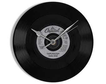 Diana Ross "Chain Reaction" 7" Vinyl Record Wall Clock UK NUMBER ONE 2 Mar - 22 Mar 1986
