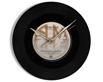 Supertramp "Breakfast In America" 7" Vinyl Record Wall Clock