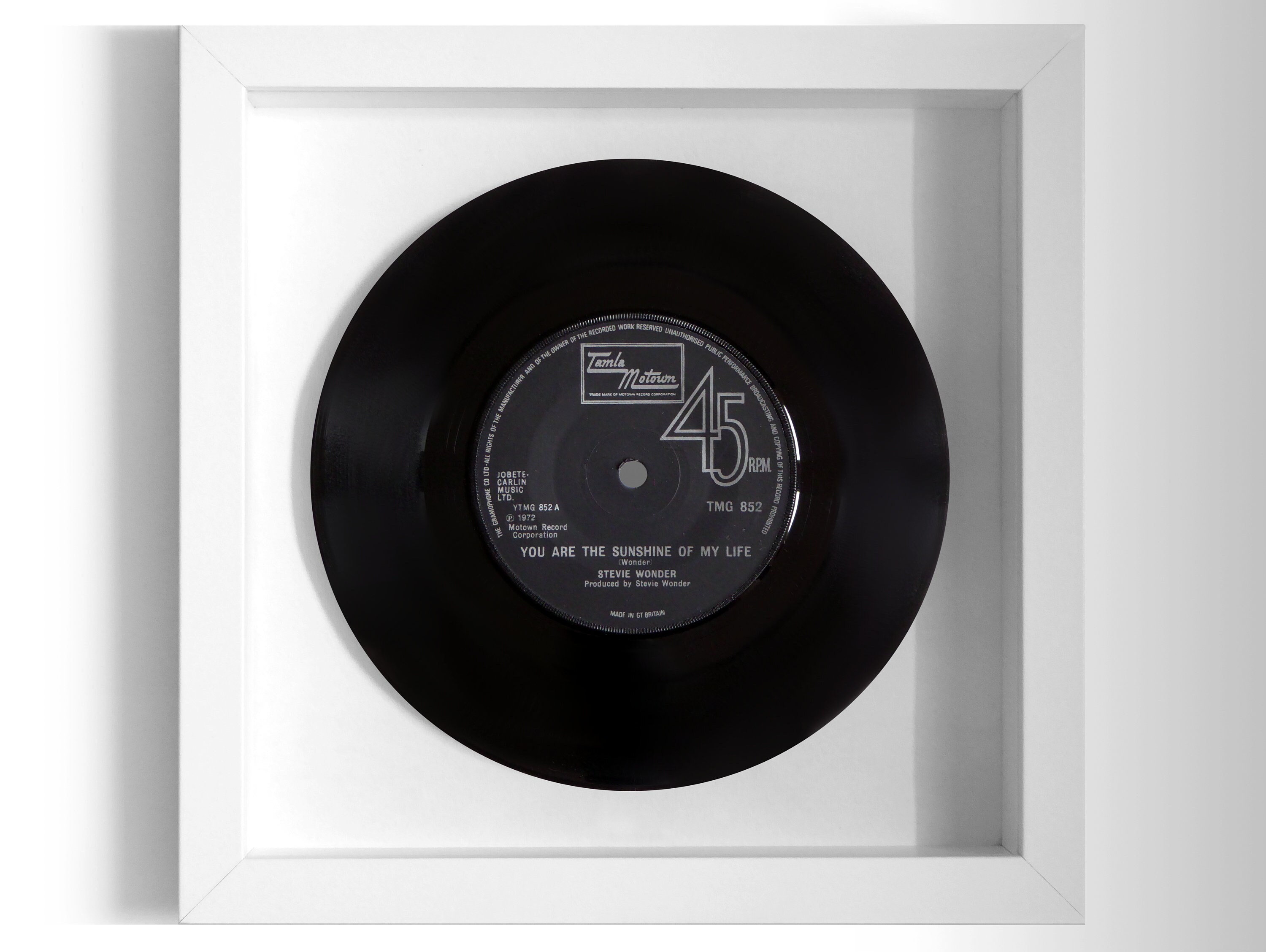 Stevie Wonder You Are The Sunshine Of My Life Framed 7 Vinyl Record