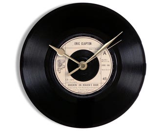 Eric Clapton "Knockin' On Heaven's Door" 7" Vinyl Record Wall Clock