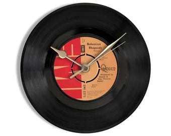 Queen "Bohemian Rhapsody" 7" Vinyl Record Wall Clock UK NUMBER ONE 23 Nov - 24 Jan 1976