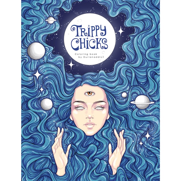 Trippy Chicks målarbok – 17 handritade sidor – utskrivbar digital nedladdning för vuxna – mindfulness- och stresslindringaktivitet