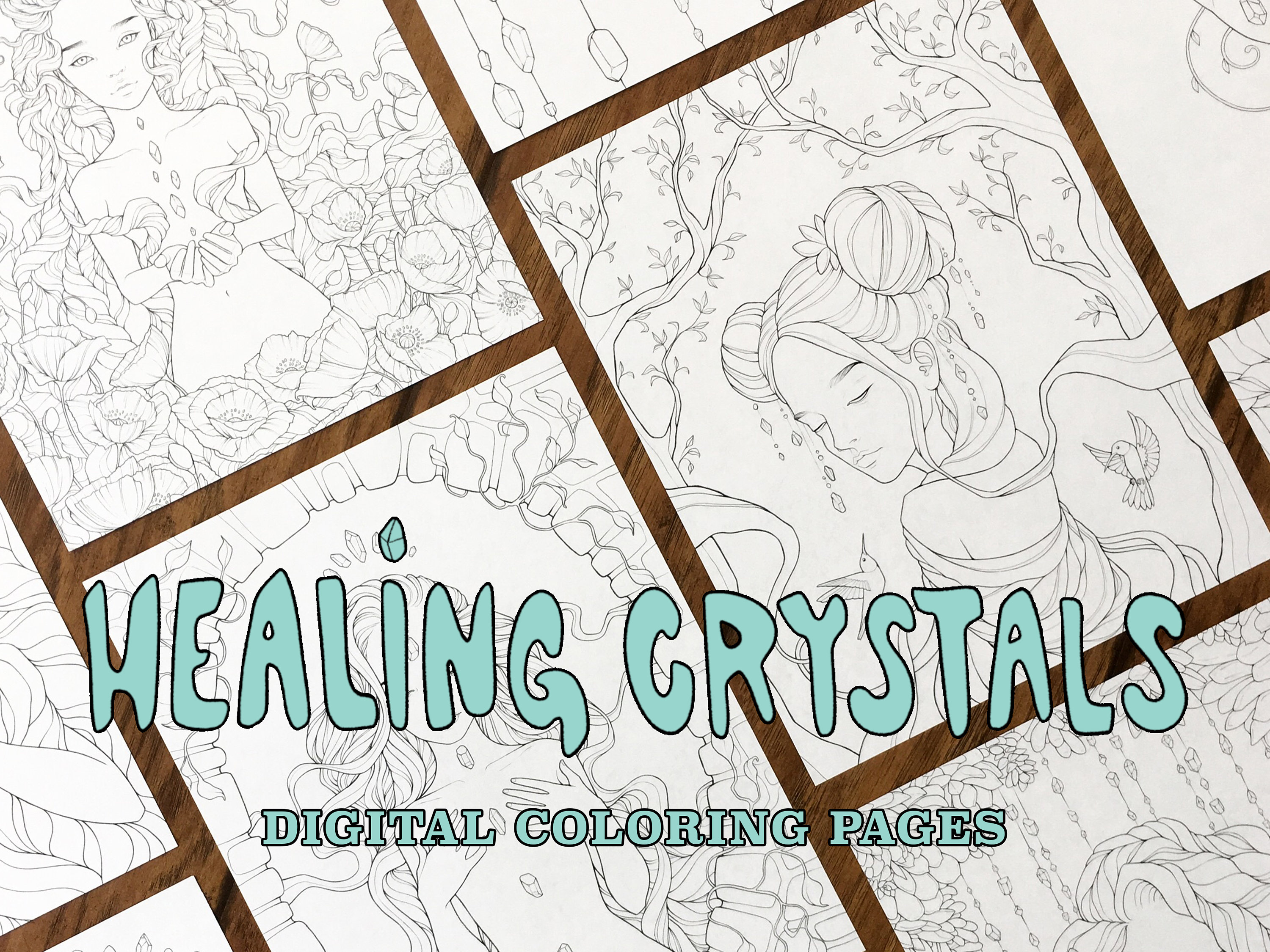 Download Healing Crystals Digital Coloring Pages Adult Coloring Book Etsy