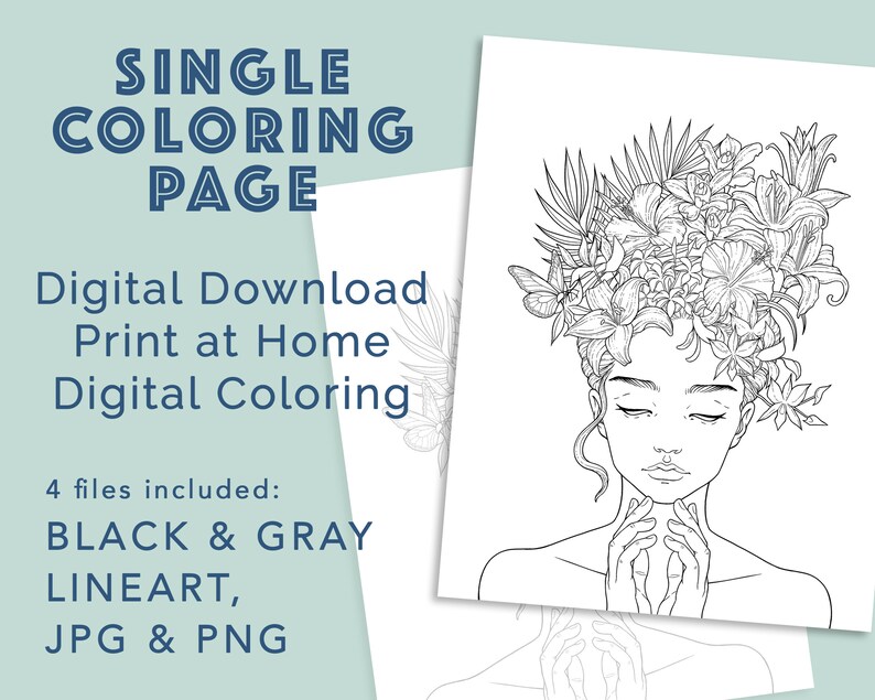 Printable Digital Adult Coloring Page Print at Home Digital - Etsy