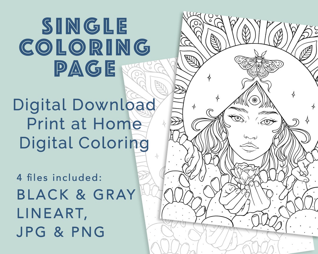 Printable Digital Adult Coloring Page | Print at Home Digital Colouring ...