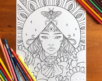 Handgezeichnete Malseite für Erwachsene - Mandala Malseite zum Ausdrucken - zum Ausmalen für Erwachsene