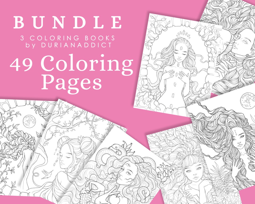 BUNDLE 49 Printable Digital Adult Coloring Pages Print at - Etsy