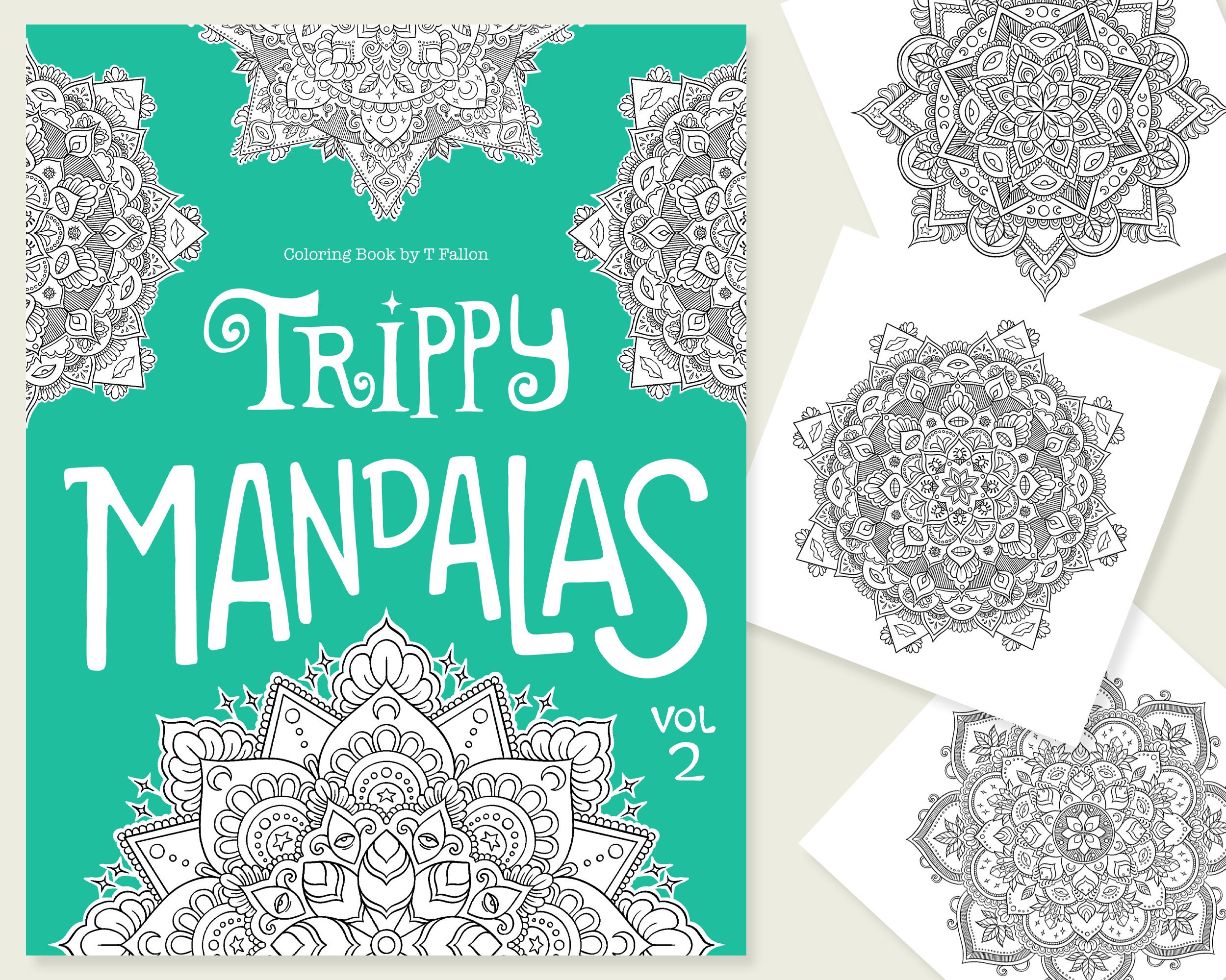 Trippy Mandalas Vol 2 – 20 Hand-Drawn Designs – Nature-Inspired Adult Coloring Pages – Printable Digital Download (JPG, PNG)